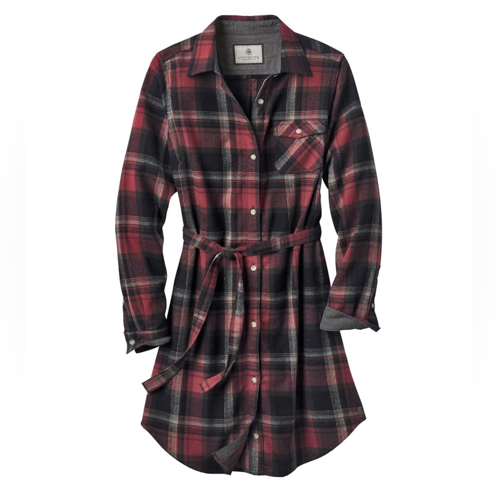 Plaid Flannel Tunic - Red and Black